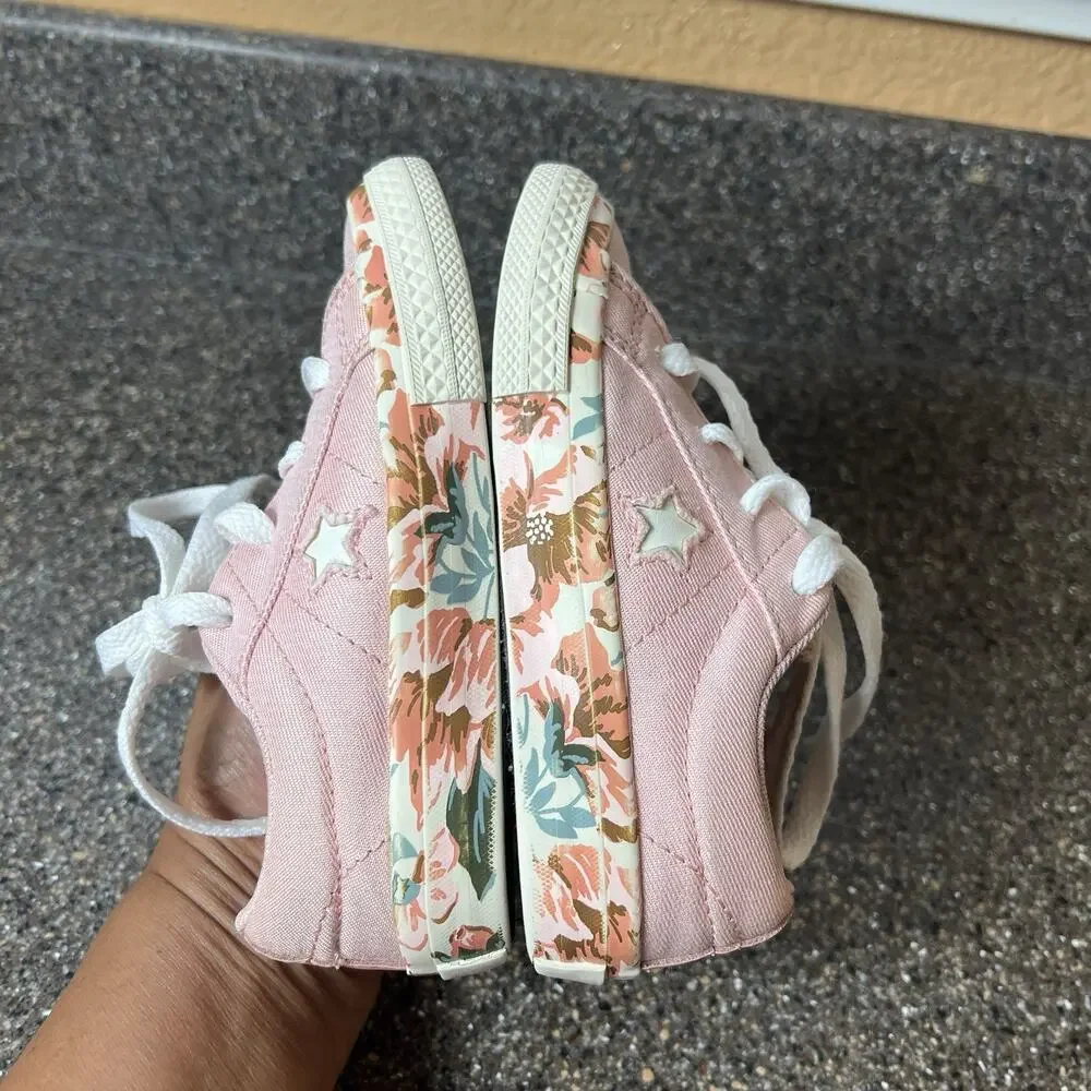 Converse One Star Pink Floral Sole Canvas Sneaker Girls Infant Sz 9 Lace Up Low